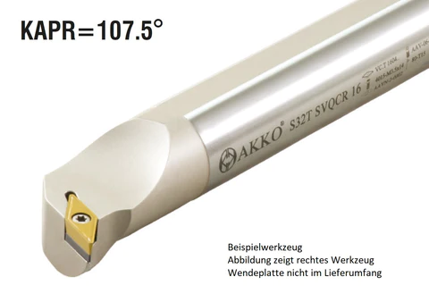AKKO-Bohrstange ø 25 mm mit Innenkühlung, 107.5° Anstellwinkel, Gesamtlänge 200 mm, rechts