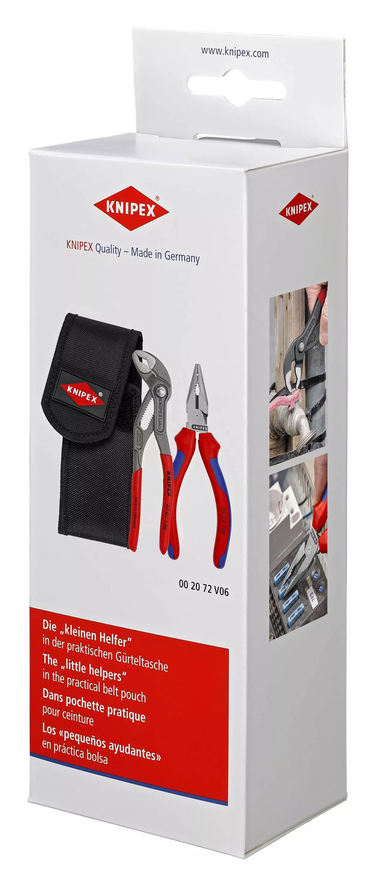 KNIPEX 00 20 72 V06 Mini-Zangenset in Werkzeuggürteltasche 1 x 08 22 145, 1 x 87 01 150