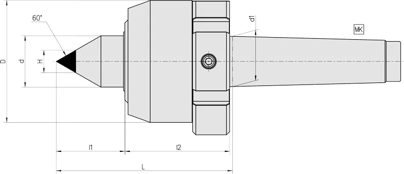 Mitlaufende Präzisions-Drehbankspitze TYP 853 HM D18 - Serie 800