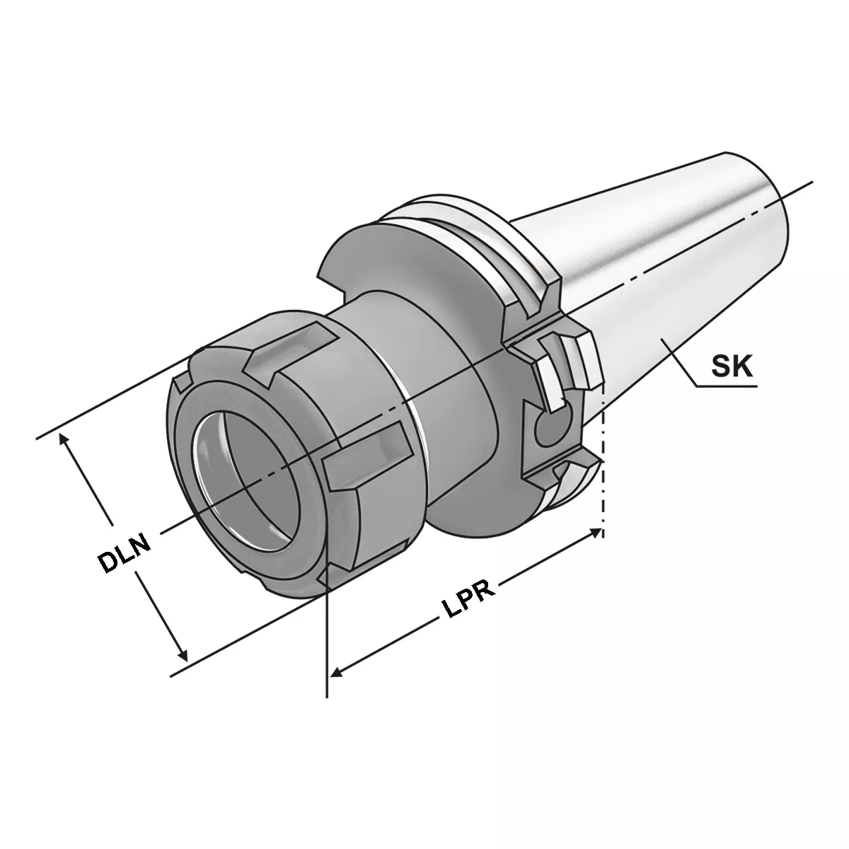 ER-Spannzangenfutter SK 40 - 2/16 - 130 | ER 25