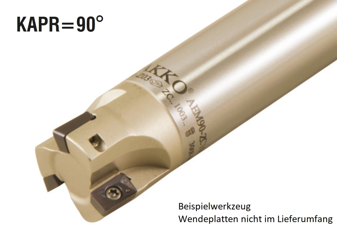 AKKO-Wendeplatten-Schaftfräser ø 21 mm, 90°, kompatibel mit Dijet ZCMT 100308R Schaft-ø 20, ohne Innenkühlung, Z=3