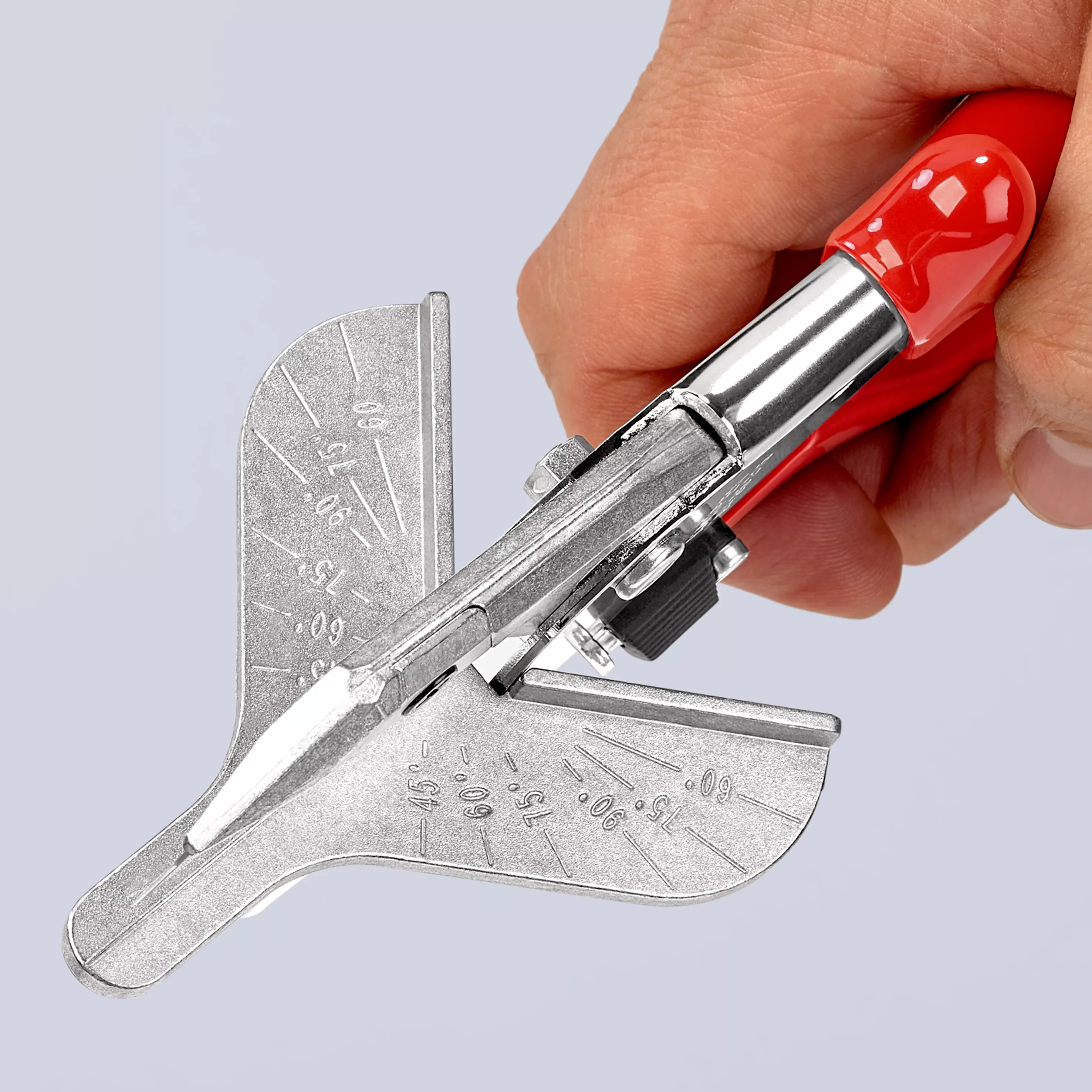 KNIPEX 94 35 215 Gehrungsschere für Kunststoff- und Gummiprofile mit Kunststoff-Hüllen verchromt 215 mm