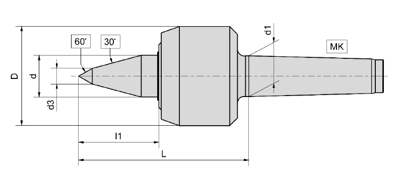Mitlaufende Präzisions-Drehbankspitze TYP 851 KOP - Serie 800