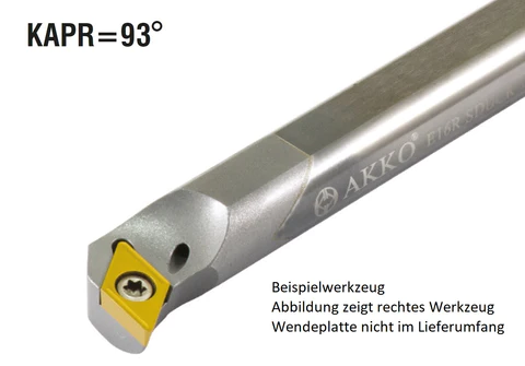 Akko-Bohrstange mit Hartmetallschaft ø 16 mm für DC.T 11T3..links, 93° Anstellwinkel, mit Innenkühlung