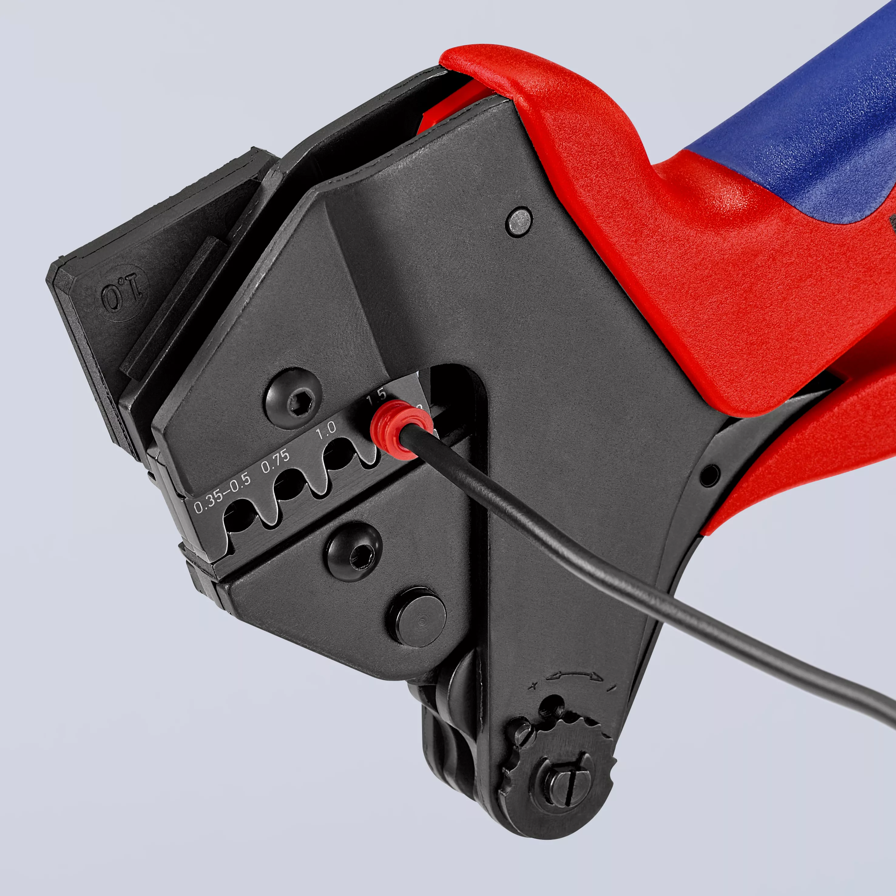 KNIPEX 97 43 200 Crimp-Systemzange für auswechselbare Crimpeinsätze mit Mehrkomponenten-Hüllen brüniert 200 mm