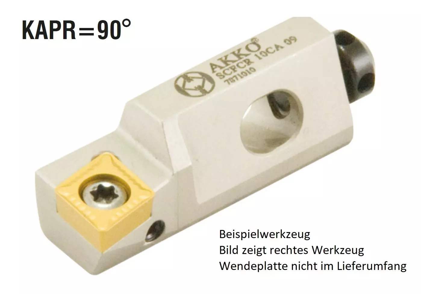 AKKO-Kurzdrehhalter für ISO-WSP CC.T 060204 rechts, 90° Anstellwinkel