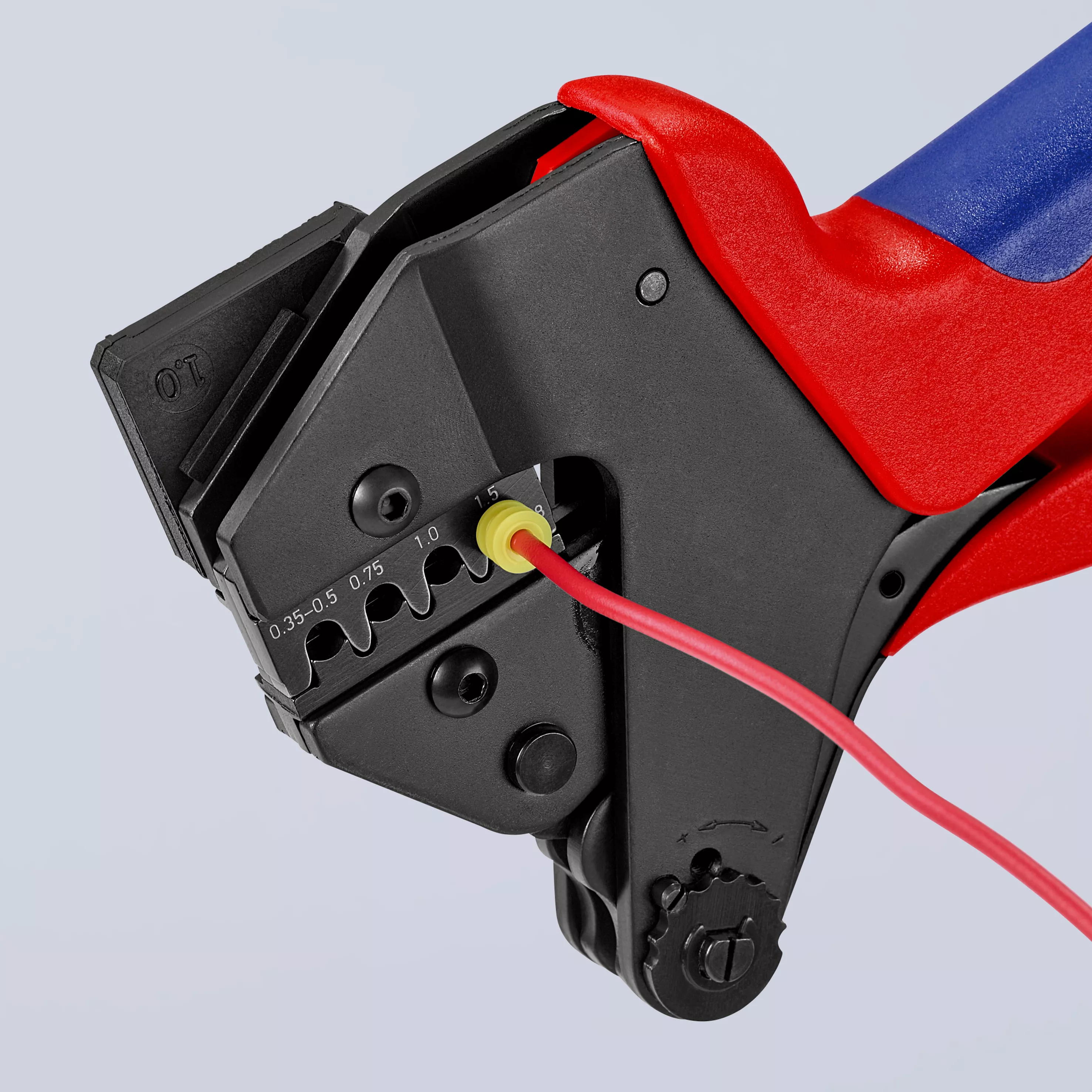 KNIPEX 97 43 200 Crimp-Systemzange für auswechselbare Crimpeinsätze mit Mehrkomponenten-Hüllen brüniert 200 mm