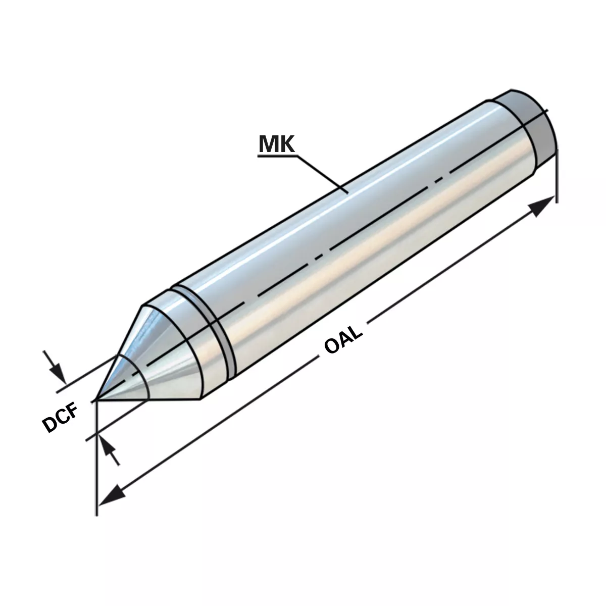 Hartmetall Zentrierspitzen DIN 806 E - Volle Ausführung mit Hartmetall-Einsatz 60°