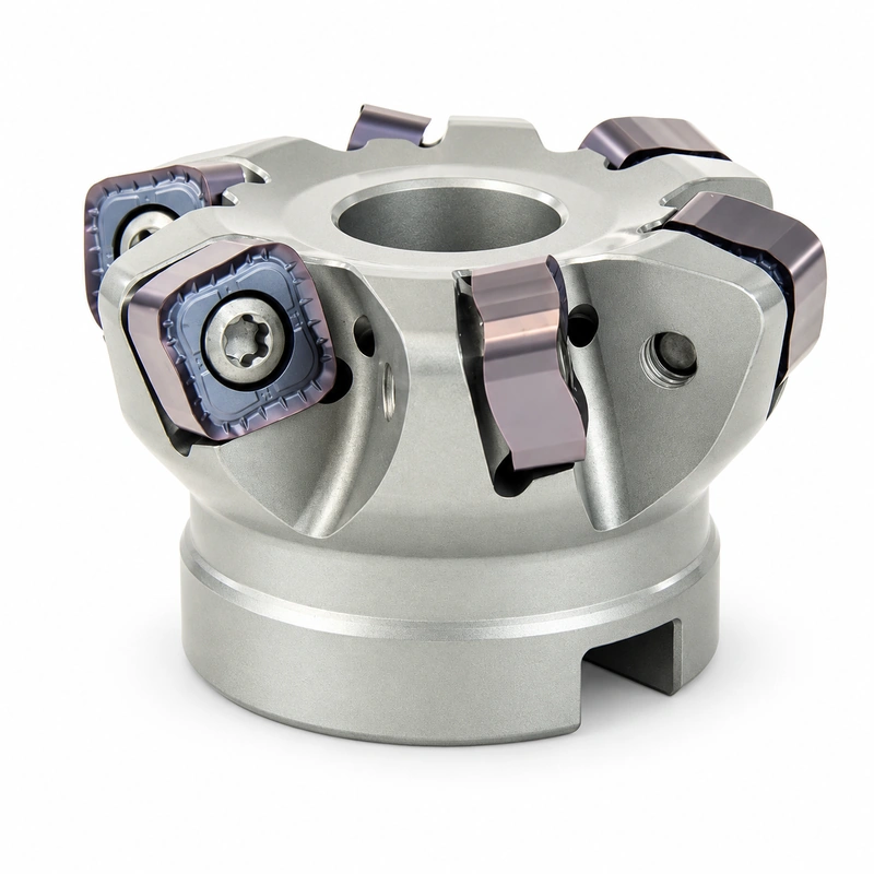 Hochvorschubfräser Ø 125 mm mit 8 Schneiden, Breite 32 mm, SN13, 15° Schneidenverlauf und IKZ