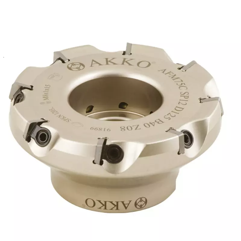 AKKO-Planmesserkopf ø 200 mm, 75° Anstellwinkel, kompatibel mit ISO SPKN 1203.. Schaft-Ausführung ø 60 mm (Typ C), ohne Innenkühlung, Z=12 AKKO-Planmesserkopf ø 200 mm, 75° Anstellwinkel, kompatibel mit ISO SPKN 1203.. Schaft-Ausführung ø 60 mm (Typ C), ohne Innenkühlung, Z=12
