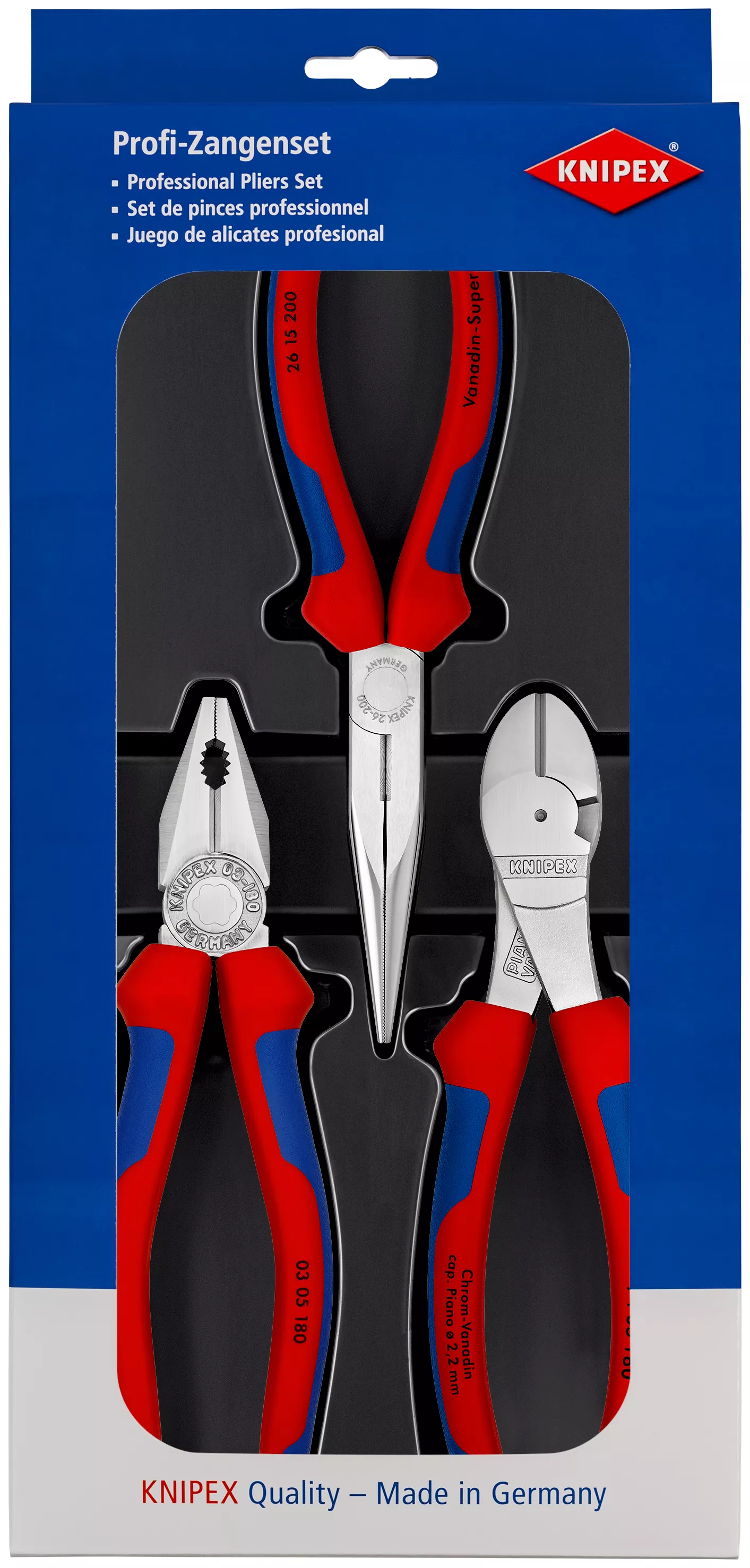 KNIPEX 00 20 11 V01 Montage-Paket 1 x 26 15 200, 1 x 03 05 180, 1 x 74 05 180 