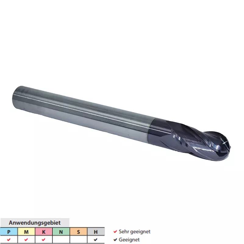 VHM Kugelfräser PM-4BL langer Schaft