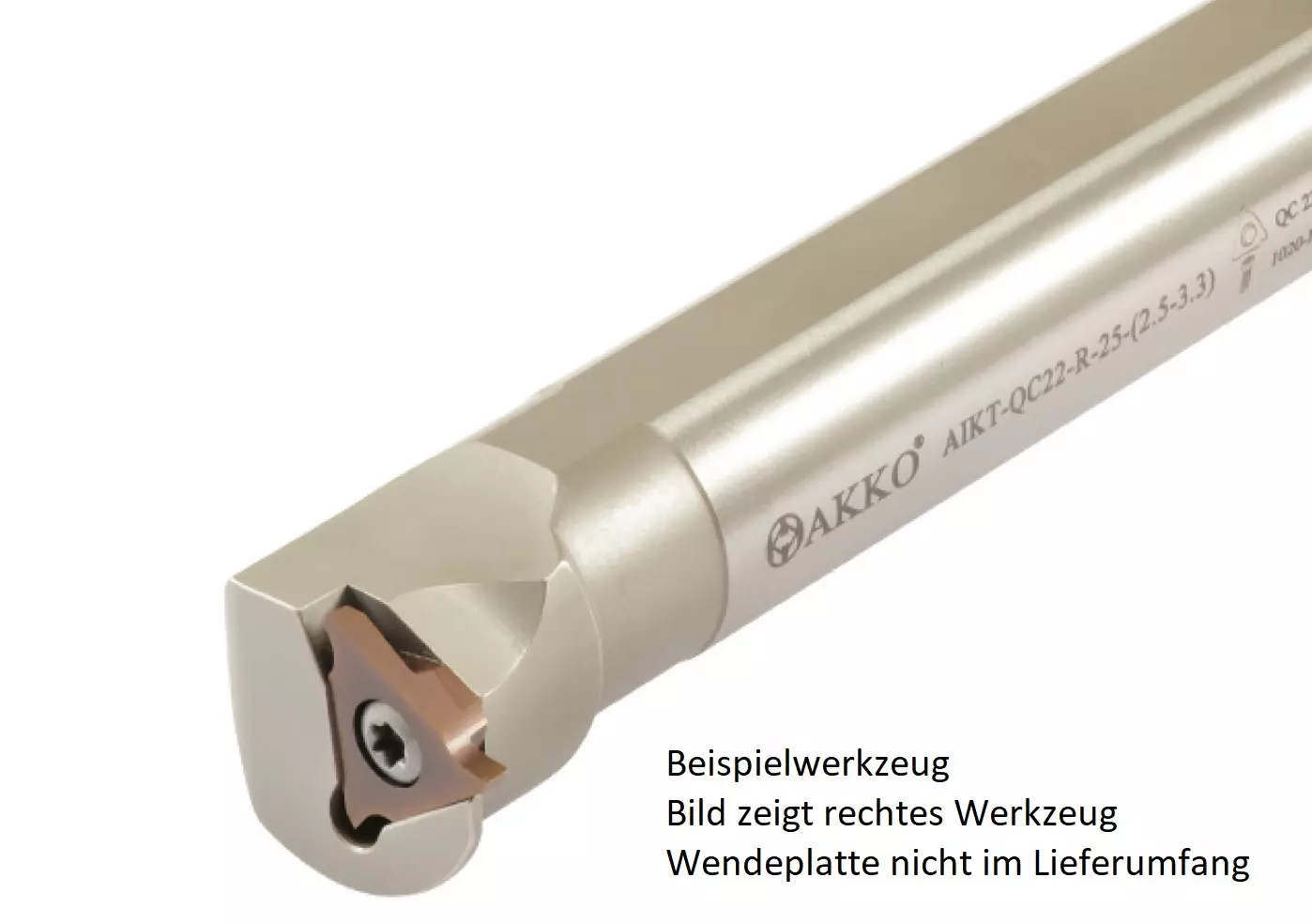AKKO-Innen-Stechhalter, kompatibel mit ZCC-Stechplatte QC22R (1.00-2.30) Schaft-ø 32, ohne Innenkühlung, rechts