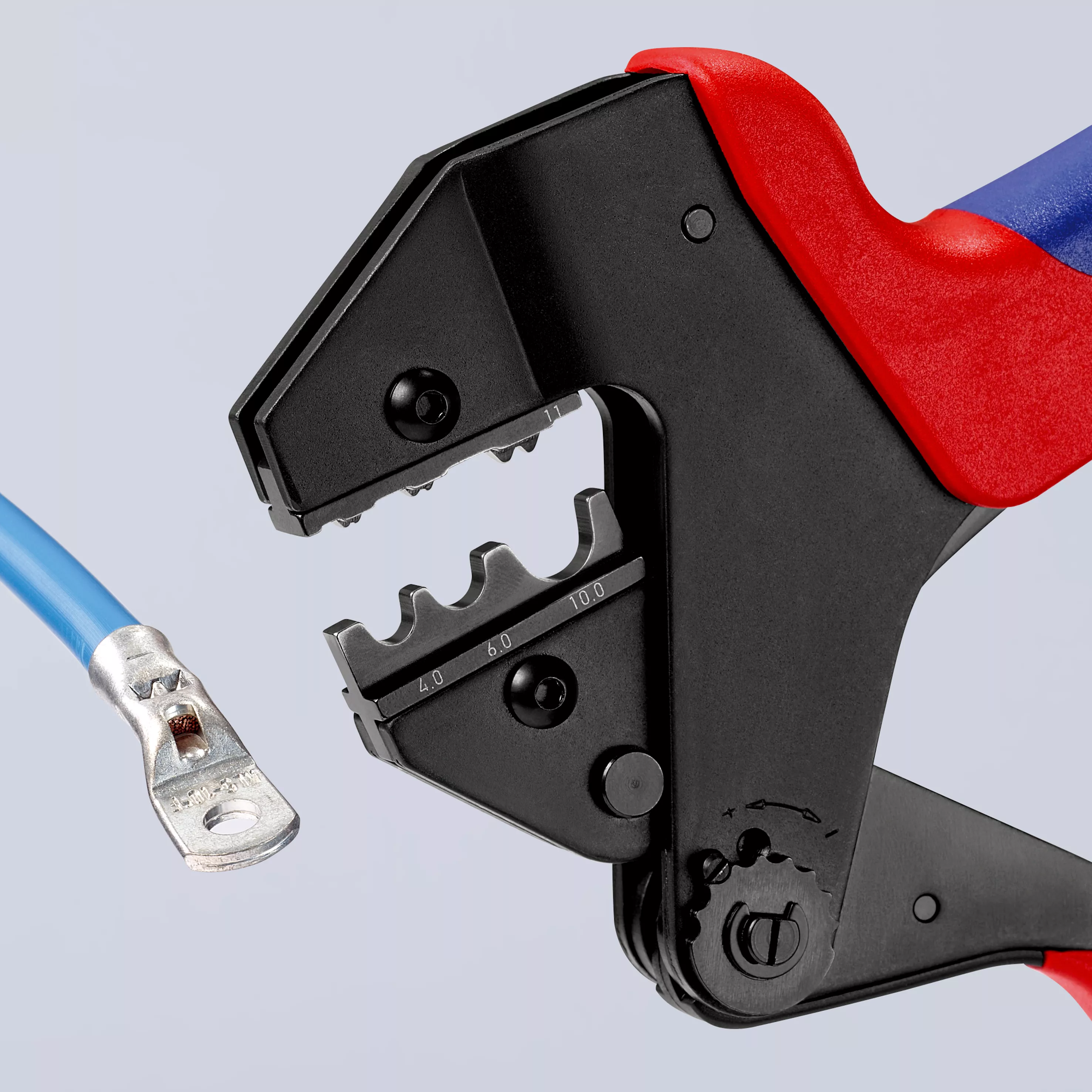 KNIPEX 97 43 200 Crimp-Systemzange für auswechselbare Crimpeinsätze mit Mehrkomponenten-Hüllen brüniert 200 mm