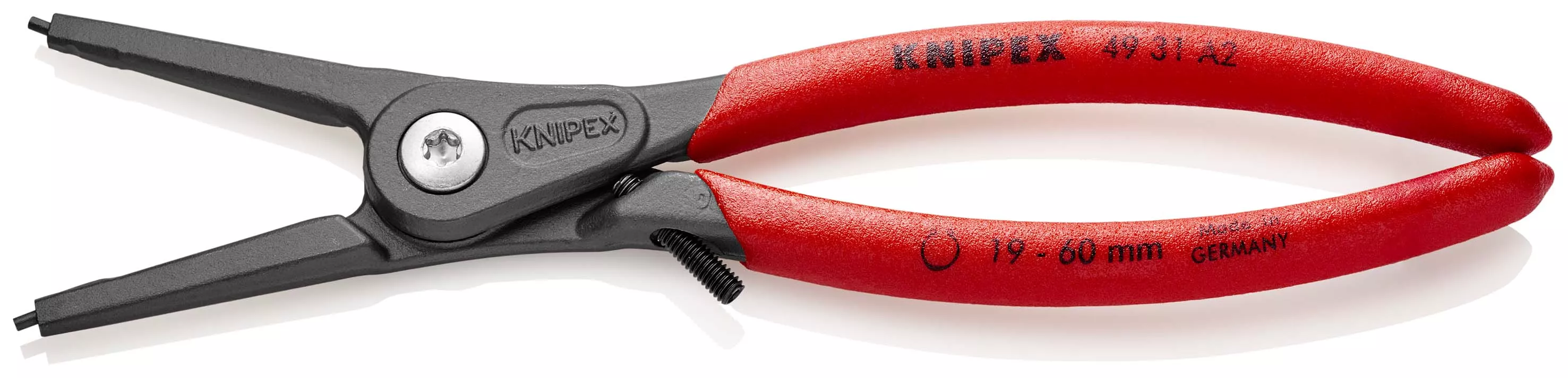 KNIPEX 49 31 A2 Präzisions-Sicherungsringzange für Außenringe auf Wellen mit Überdehnungsschutz mit rutschhemmendem Kunststoff überzogen grau atramentiert 180 mm