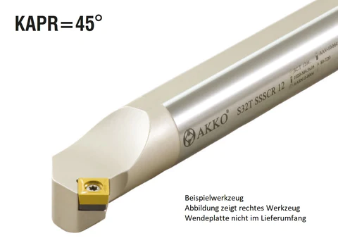 Akko-Bohrstange ø 16 mm für SC.T. 09T3..
links, 45° Anstellwinkel, ohne Innenkühlung