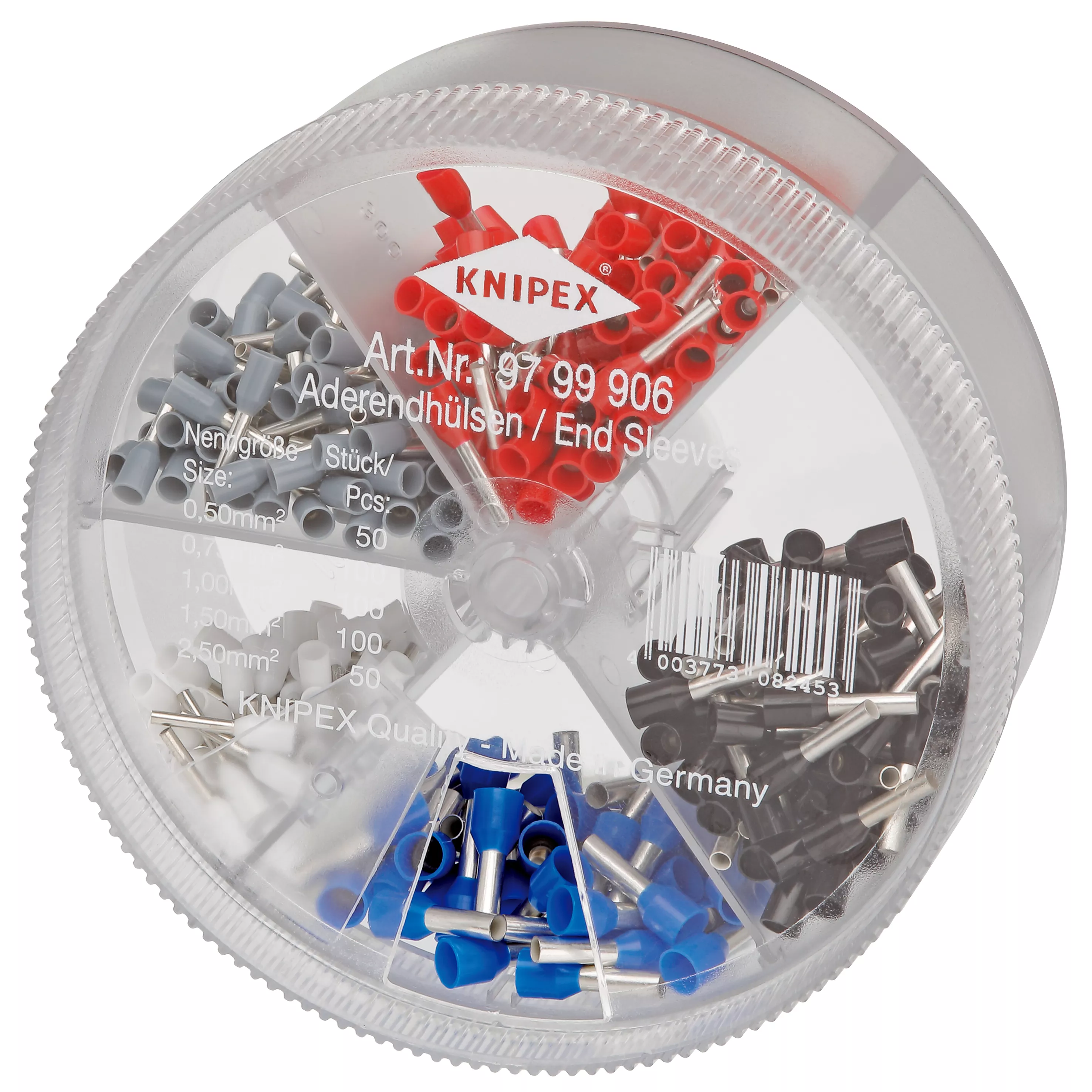 KNIPEX 97 99 906 Sortimentsboxen mit 400 isolierten Aderendhülsen 5 x Aderendhülsen Sets 