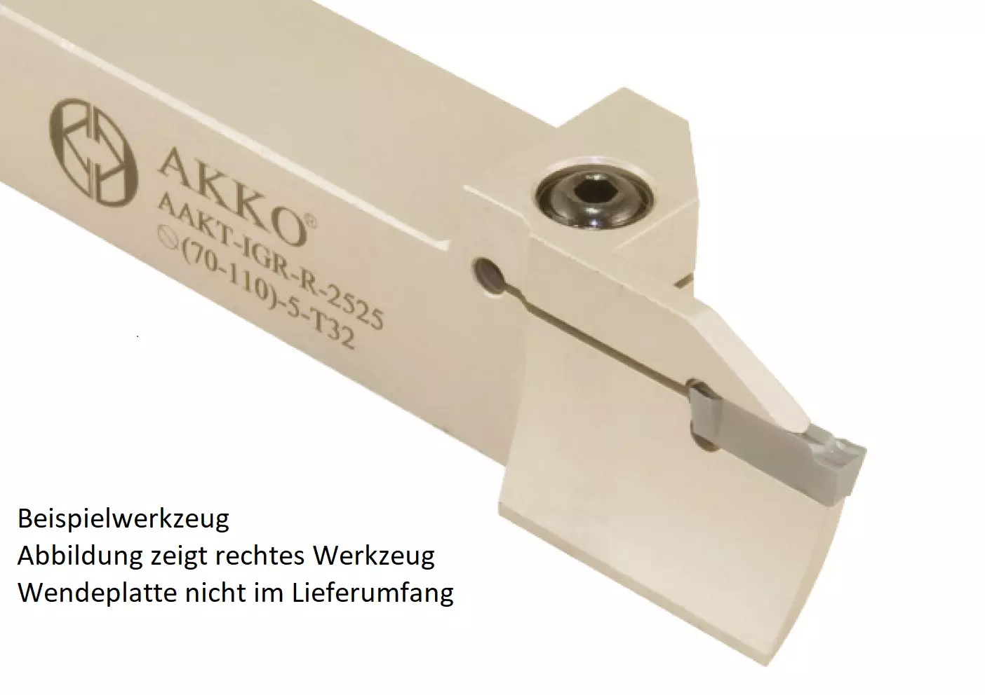 AKKO-Axial-Stechhalter, kompatibel mit Iscar-Stechplatte DGN / GRP-4 Schaft-ø 25x25, Einstechbereich ø 200 - ø 800 mm, links AKKO-Axial-Stechhalter, kompatibel mit Iscar-Stechplatte DGN / GRP-4 Schaft-ø 25x25, Einstechbereich ø 200 - ø 800 mm, links